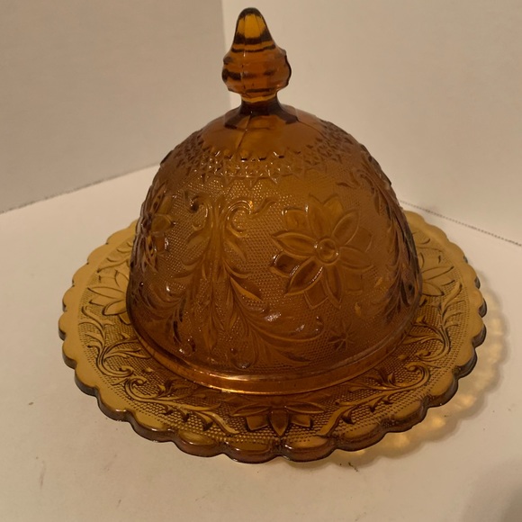 Other - Vintage Tiara Amber Glass Cheese/Butter Dish
